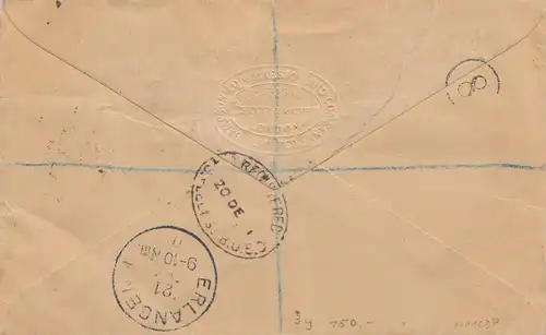 Lettre de l'Angleterre/Londres recommandée - Acquérir; BP Verviers-Cöln, Registered