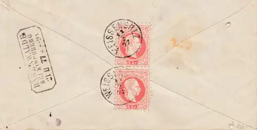 Lettre recommandé de Weissensulz sur Bodenbach-Dresden /Bärenwalde-Kirchberg 1877