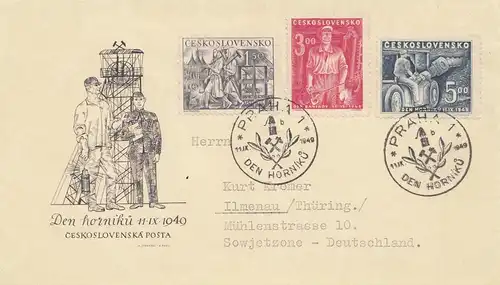 Mines: Lettre de la République tchèque à Prague en 1949 vers Ilmenau