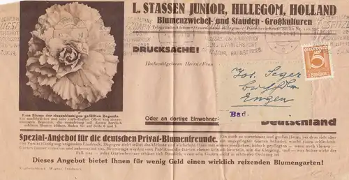 Zeitungsstreifband Innsbruck, Blumenzwiebel/Stauden 1923