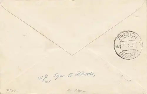 Grèce - Poste de vol Vignette-Stemple vers Rhodes 1930 SELTEN