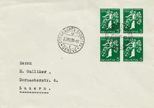 Congres Sioniste Genève 1939 - Lettre à Lucerne