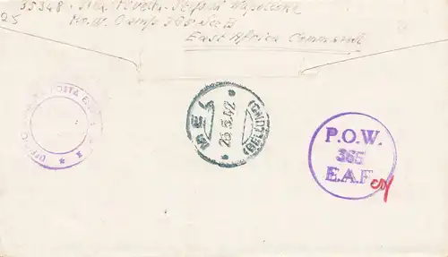 POW - Kgf: 1942 East Africa Commandement to Italie avec texte