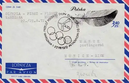 Polen 1972: Olympia First Flight: Warszawa-Munich