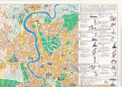 Olympia 1950: Plan de la ville allemande olympe Rome 1950