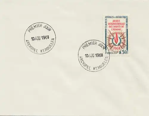 Frankreich 1968: Archipel Kerguelen FDC