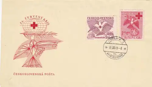 Lettre République tchèque Prague 1949 Croix-Rouge