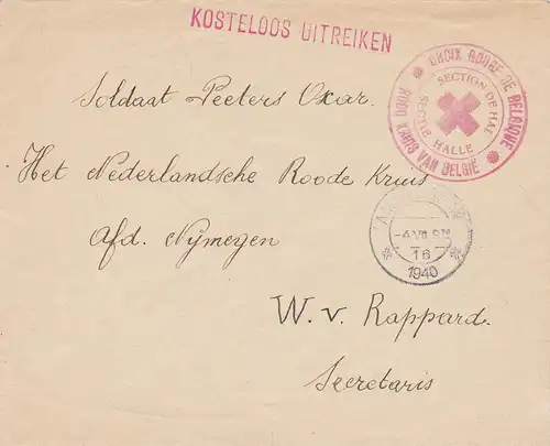 Belgique: Croix rouge Amsterdam 1940. .