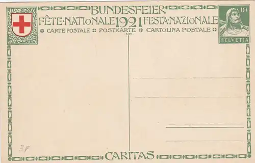 Schweiz: Rotes Kreuz-Ganzsache 1921