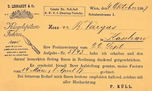 1887: Wien nach Kaschan: Kugelspitzenfedern