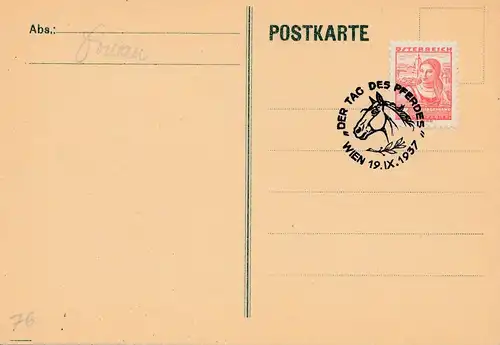 1937: Österreich: Tag des Pferdes