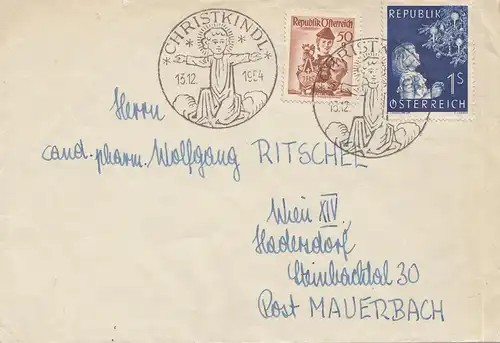 1954: Christkindl - Österreich Brief nach Wien