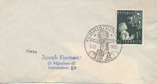 1953: Christkindl - Österreich Brief nach München