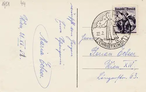 1952: Christkindl - Autriche Carte postale après Vienne IVX