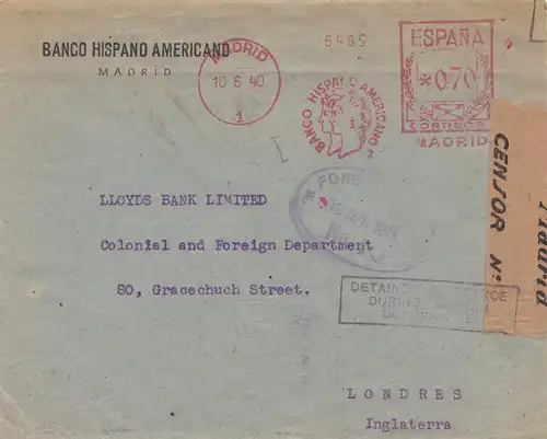 Censuration: 1940: Espagne / Madrid à Londres