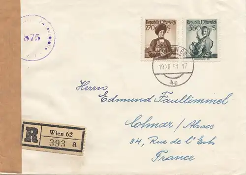 Censuration: 1951: Lettre d'Autriche à la France ZENSUR US 875