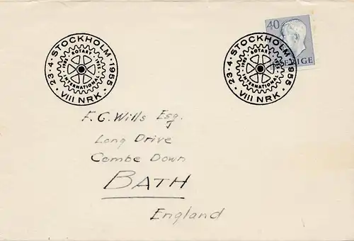 Lettre de Stockholm en Angleterre 1955 Rotary.