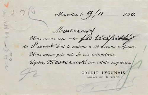 Belgique: 1900: Affaire entière de Bruxelles à Münster, Perfin C.L.