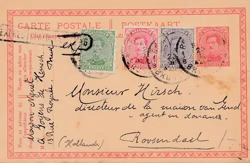 Belgien: 1919: Ganzsache aus Belgien nach Holland