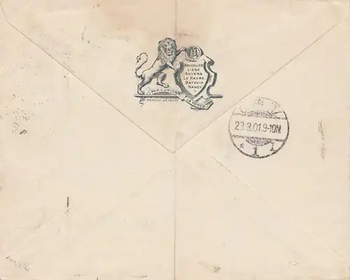 Belgique: 1901: Letter from Bruxelles to Chemnitz-Au Bon Marche