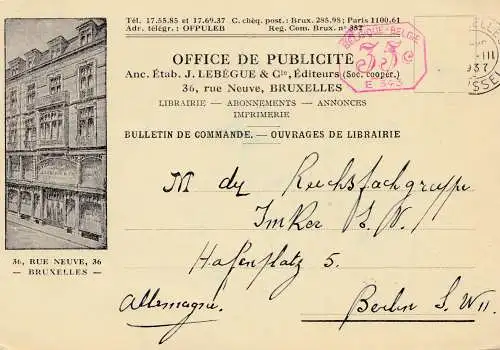 Belgique: 1907: Carte vers Berlin.