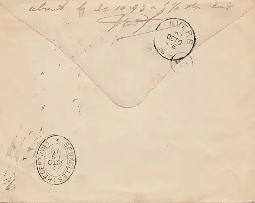 Belgique: 1893: Ixelles/Bruxelles to Nvers