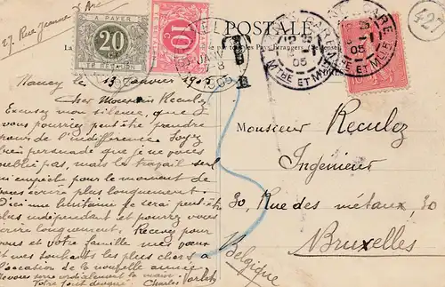 France: 1905: Carte de vue Nancy vers Bruessel
