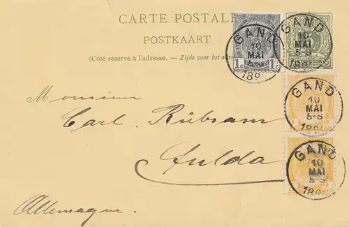 Belgique: 1891: Gand vers Allemagne.