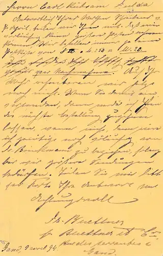 Belgique: 1894: Gand vers Allemagne