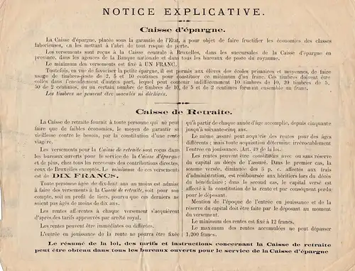 Belgique: 1891 Bulletin destine uniquement a l'epargne scolaire