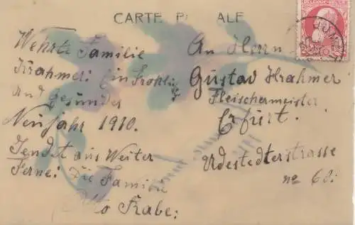 Belgien: 1910: to Germany - special card