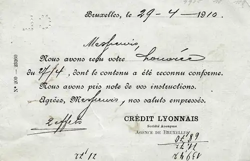 Belgique: 1910: Affaire complète Bruxelles vers l'Allemagne - Perfin