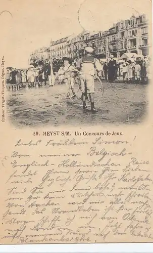 Belgique: 1901: carte de vue Hevst s/m - Jeux vers Leipzig