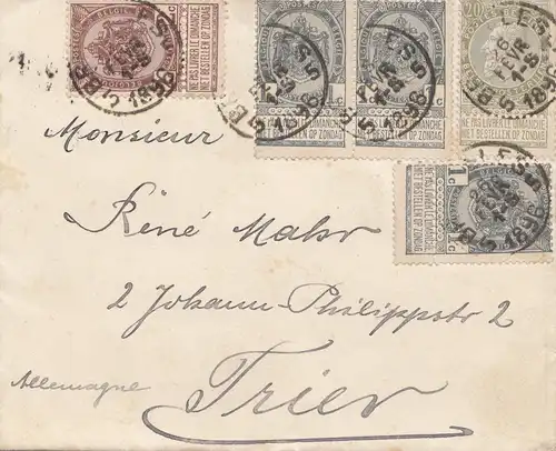 Belgique: 1896: Lettre de Bruxelles à Trief