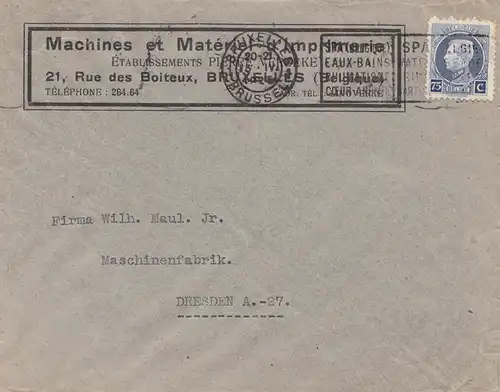 Belgien: 1925: Construction de Machines Bruxelles nach Dresden: Druckmaschinen