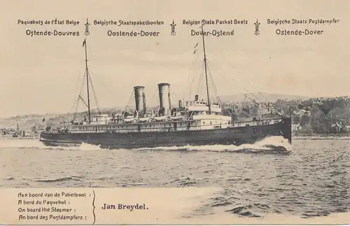 Belgique: Carte de vision - Bateau: Ostende-Dover