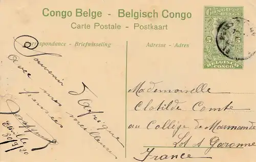Belgisch-Kongo: 1920: Ansichtskarte-Ganzsache: Inspection de la force public