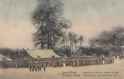 Belgisch-Kongo: 1920: Ansichtskarte-Ganzsache: Inspection de la force public