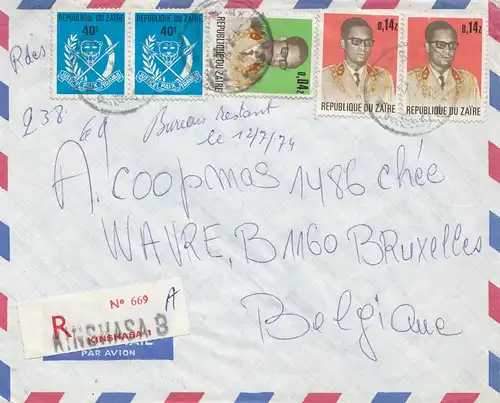 Belgisch-Kongo: Brief aus Kinshasa nach Belgien, Affe
