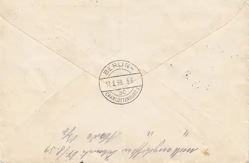 Bulgarie 1939: Lettre recommandé de Sofia à Berlin