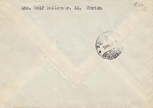 Liechtenstein: 1935: Vaduz à Zurich - premier vol postal