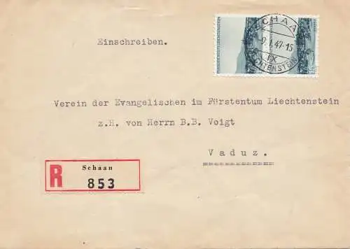 Liechtenstein: 1947: Inscrivez-vous à Schaan pour aller à Vaduz