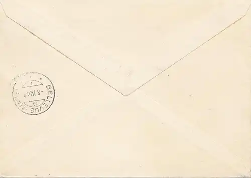 Liechtenstein: 1948 Inscription Vaduz vers Bellevue/Suisse
