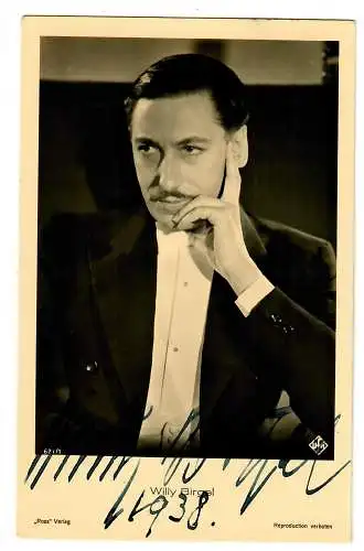 Carte postale Willi Birgel avec autographe, Ross Editeur 1938