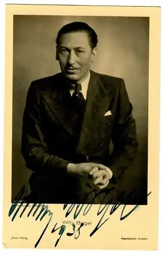 Postkarte Willi Birgel, Autogramm, Ross Verlag 1938