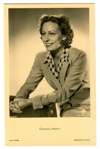 Postkarte Carola Höhn, Ross Verlag, ca. 1937/38