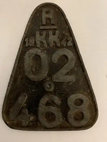 GG: Nummernschild/Plakette, dick, 12x9cm, 1942, Gebrauchserhaltung