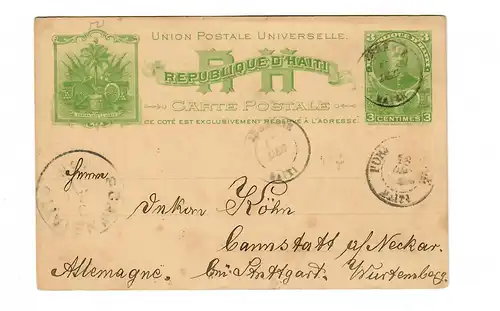 Post card 1903 to Cannastatt / Stuttgart