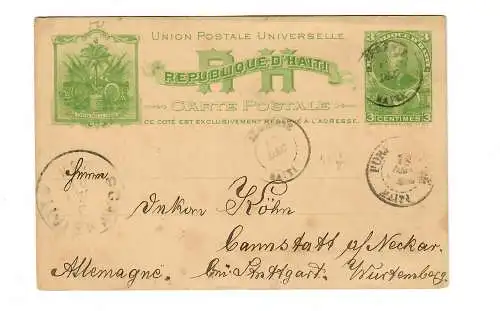 Post card 1903 to Cannstatt / Stuttgart