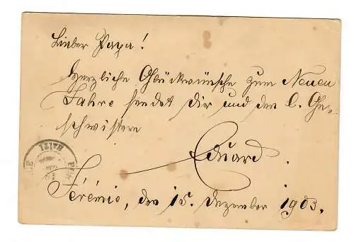 Post card 1903 to Cannstatt / Stuttgart